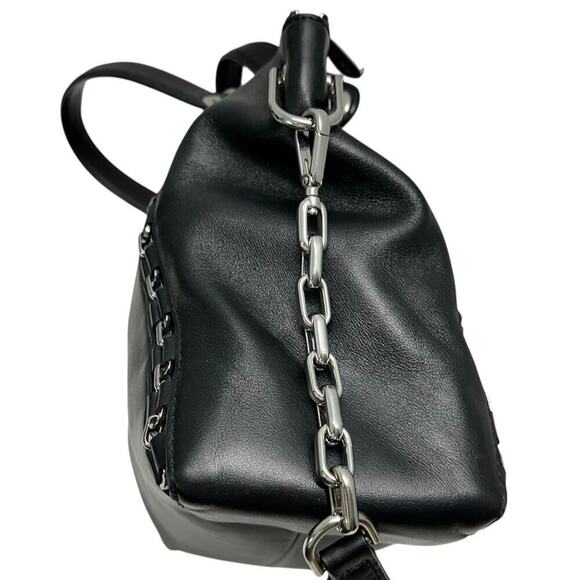 MICHAEL Michael Kors Sadie Leather Satchel in Black with Silver Hardware - Picture 8 of 16